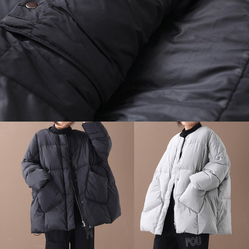 Gray Parka Overcoat Button Down Coat