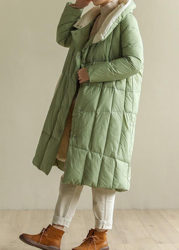 Green Down Jacket Woman Patchwork Down Jacket Stand Collar Fine Winter Outwear
