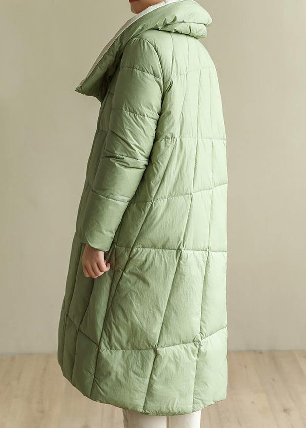 Green Down Jacket Woman Patchwork Down Jacket Stand Collar Fine Winter Outwear