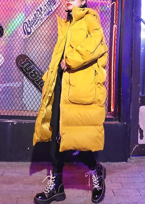 Oversized Jackets & Coats Coats Yellow Hooded Zippered Parkas