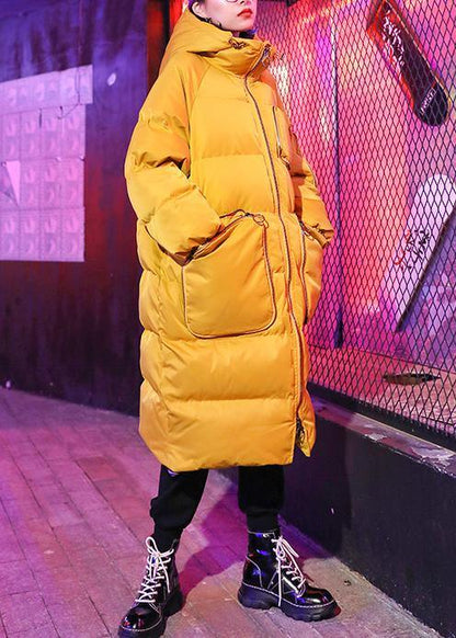 Oversized Jackets & Coats Coats Yellow Hooded Zippered Parkas