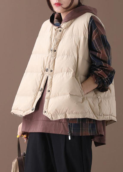 Jackets Light Yellow Stand Collar Sleeveless Parkas