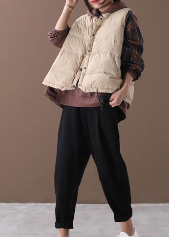 Jackets Light Yellow Stand Collar Sleeveless Parkas