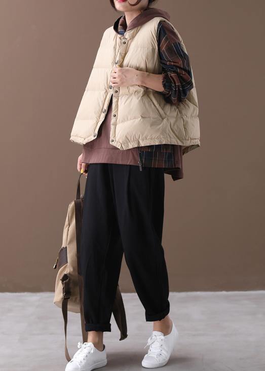 Jackets Light Yellow Stand Collar Sleeveless Parkas