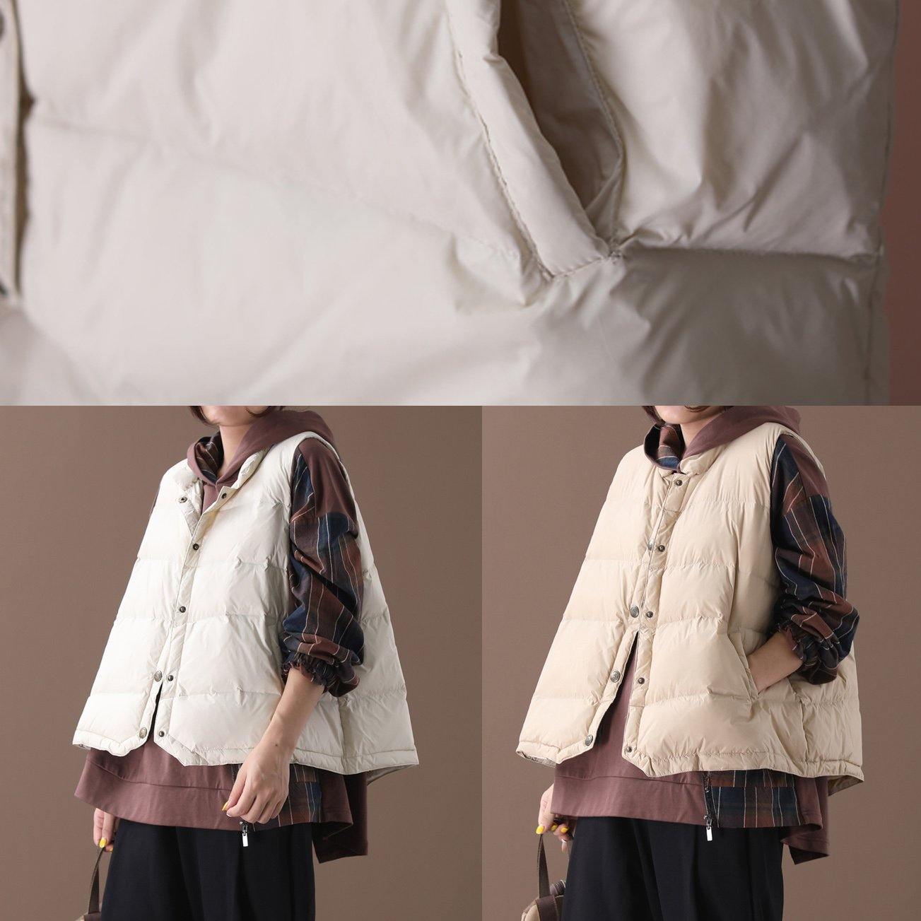 Jackets Light Yellow Stand Collar Sleeveless Parkas