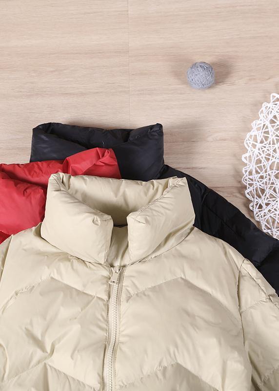 Clothing Parka Zippered Overcoat Black Stand Collar Warm Winter Jackets