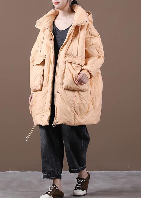 Down Jacket Black Hooded Batwing Sleeve Down Coat Winter
