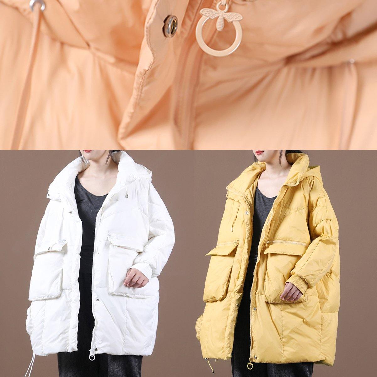 Down Jacket Black Hooded Batwing Sleeve Down Coat Winter
