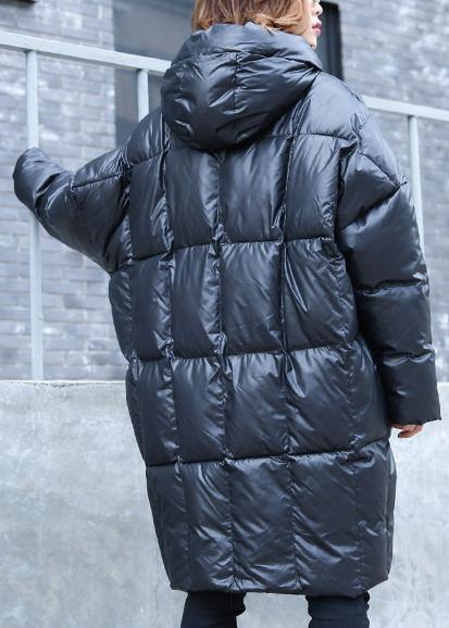 Warm Winter Coat Overcoat Black Hooded Zippered Parkas