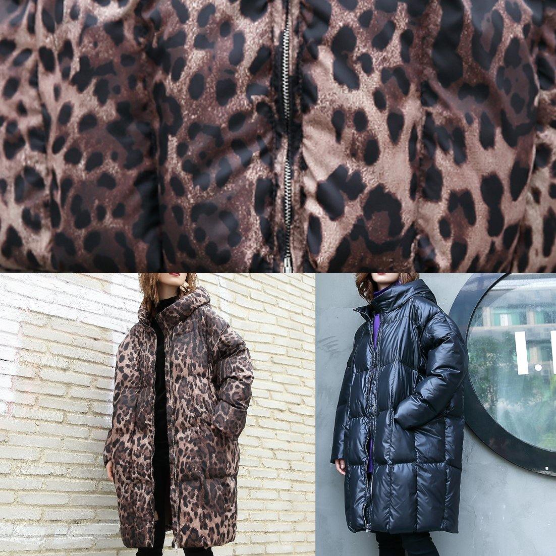 Warm Winter Coat Overcoat Black Hooded Zippered Parkas