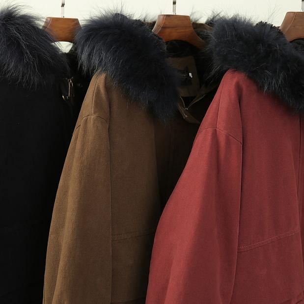Warm Winter Coat Wintercoats Red Faux Fur Collar Outwear