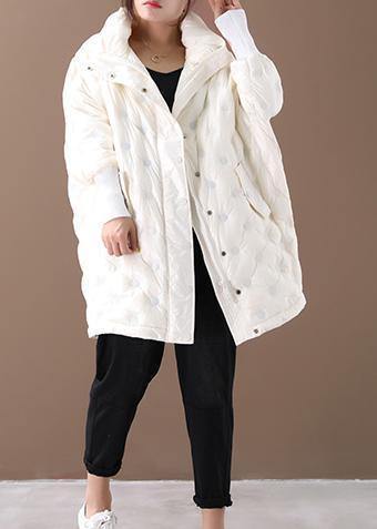 Winter Jacket Winter Coats Beige Stand Collar Zippered Down Jacket Woman
