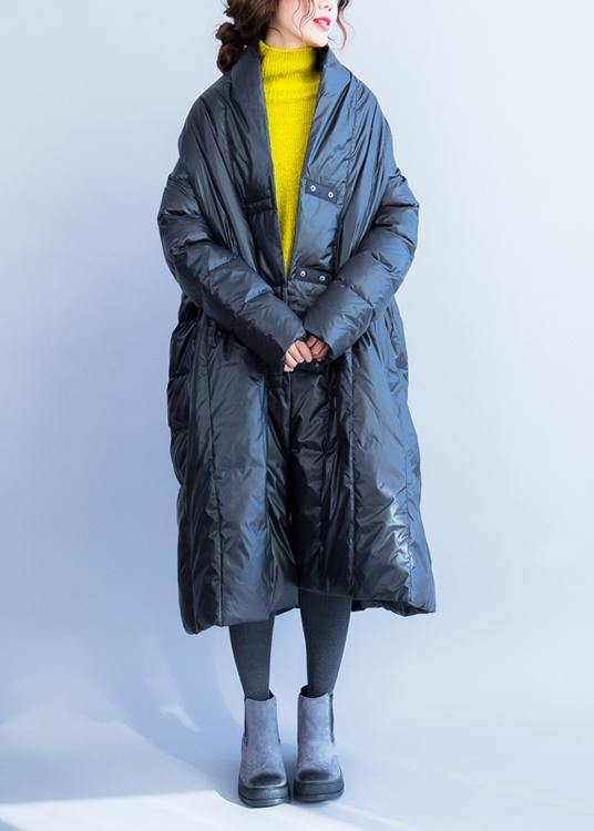 Down Jacket V Neck Winter Outwear Black Winter Duck Down Coat