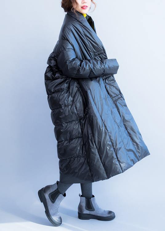 Down Jacket V Neck Winter Outwear Black Winter Duck Down Coat