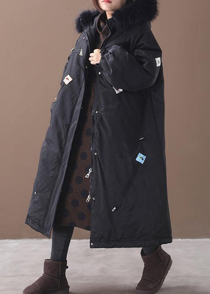 Winter Coats Black Hooded Thick Zippered Winter Coats