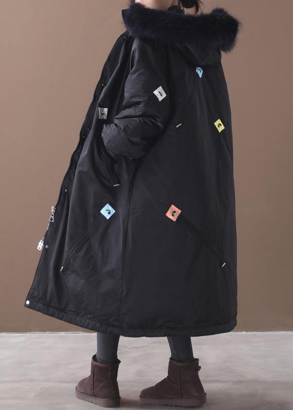 Winter Coats Black Hooded Thick Zippered Winter Coats