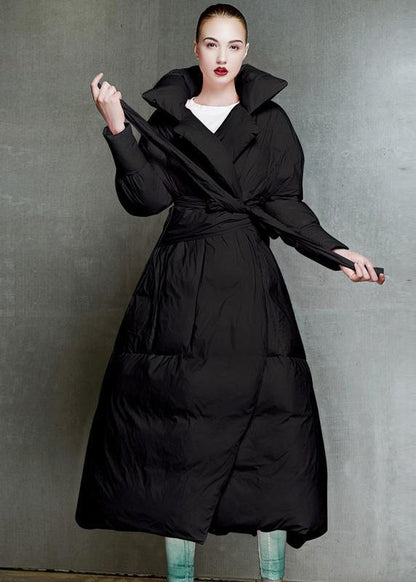 Winter Jacket Tie Waist Coats Pink Lapel Collar Warm Winter Coat
