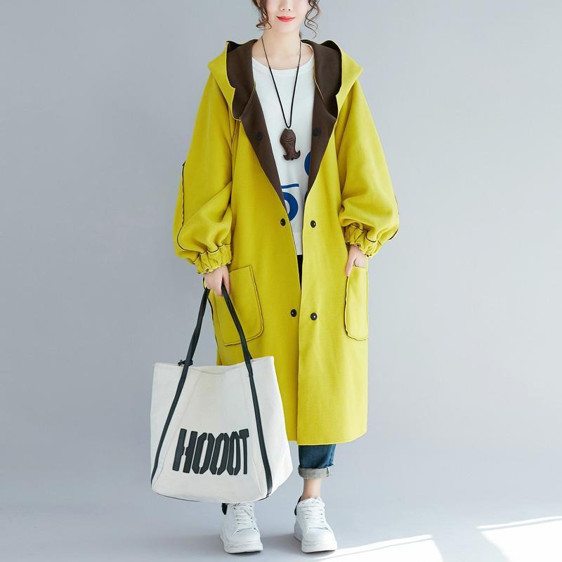 Yellow Parka Hooded Two Ways to Wearwinter Jacket Low High Design Winter Coats
