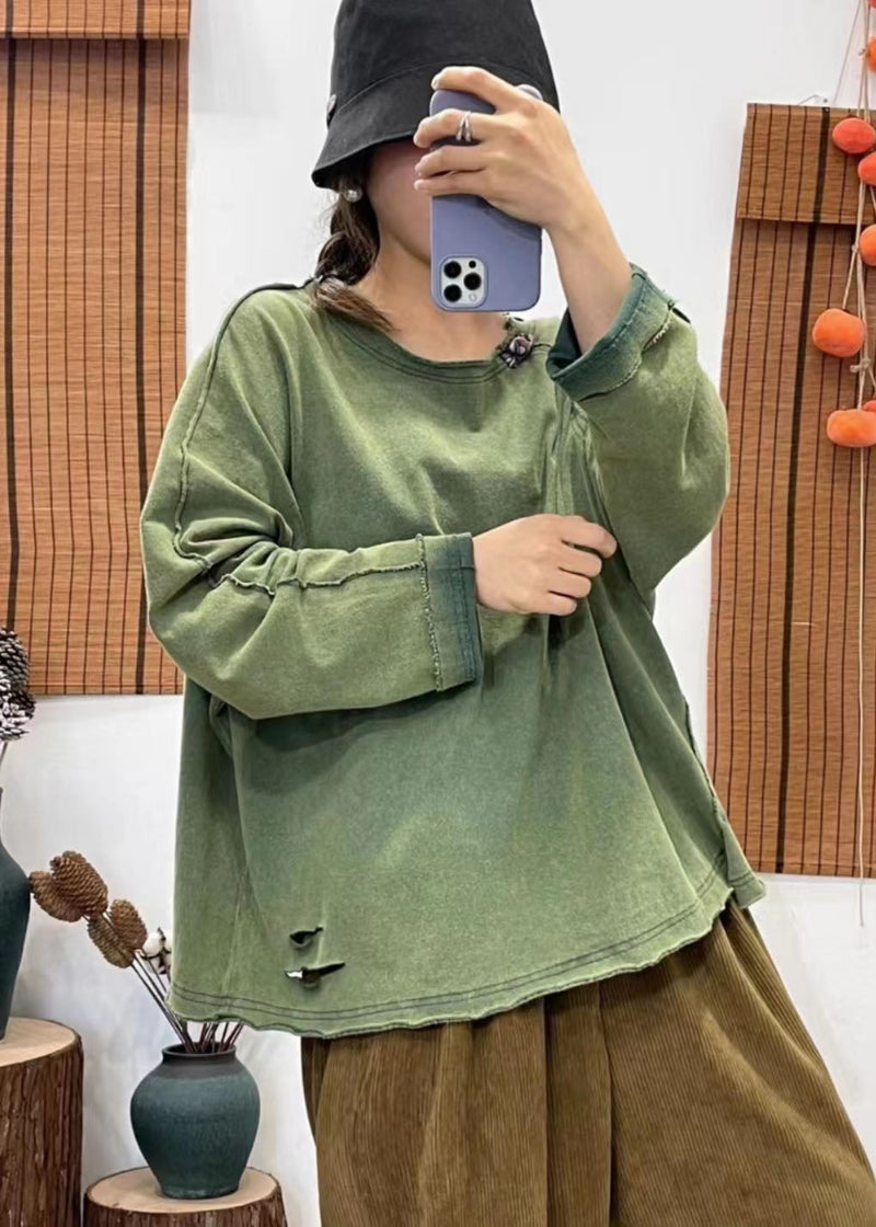 Green V Neck Side Open Pocket Patchwork Tops Spring