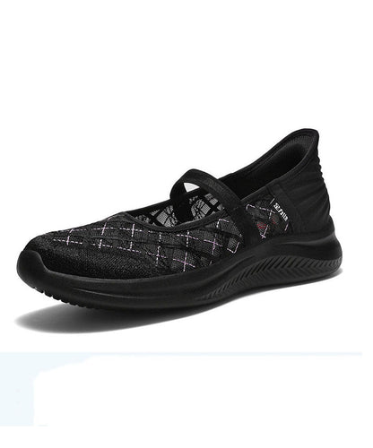 Champagne Breathable Mesh Splicing Flat Shoes for