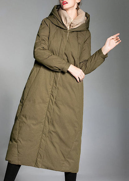 Army Green Pockets Warm Wear on Both Sides Winter Duck Down Coat