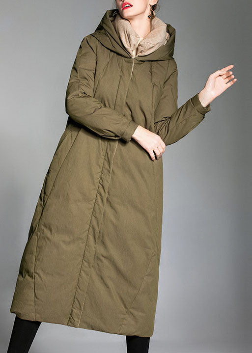 Army Green Pockets Warm Wear on Both Sides Winter Duck Down Coat