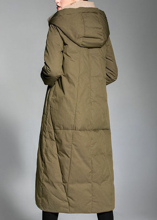 Army Green Pockets Warm Wear on Both Sides Winter Duck Down Coat