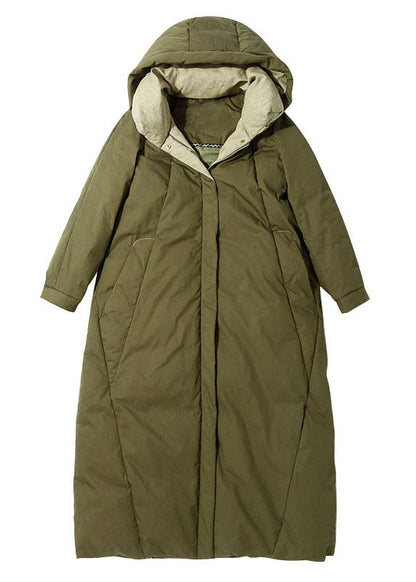 Army Green Pockets Warm Wear on Both Sides Winter Duck Down Coat