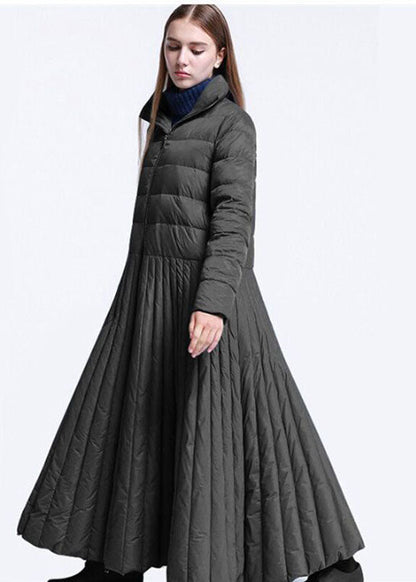 Black Pockets Circle Winter Duck Down Coat