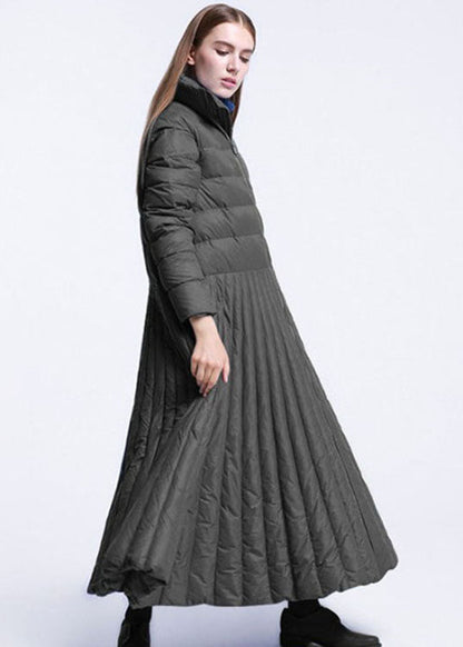 Black Pockets Circle Winter Duck Down Coat