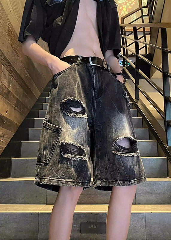 Black Hole High Waist Denim Shorts Summer