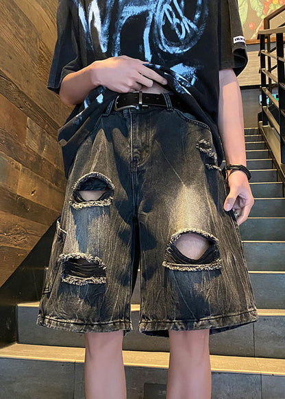 Black Hole High Waist Denim Shorts Summer