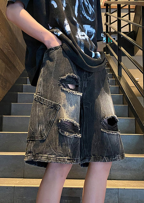 Black Hole High Waist Denim Shorts Summer
