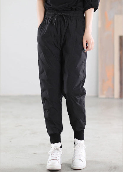 Black Pockets Duck Down Pants Trousers Winter
