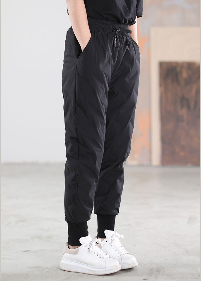 Black Pockets Duck Down Pants Trousers Winter