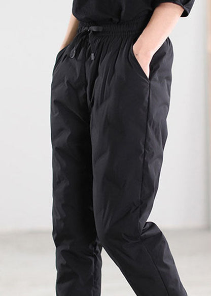 Black Pockets Duck Down Pants Trousers Winter
