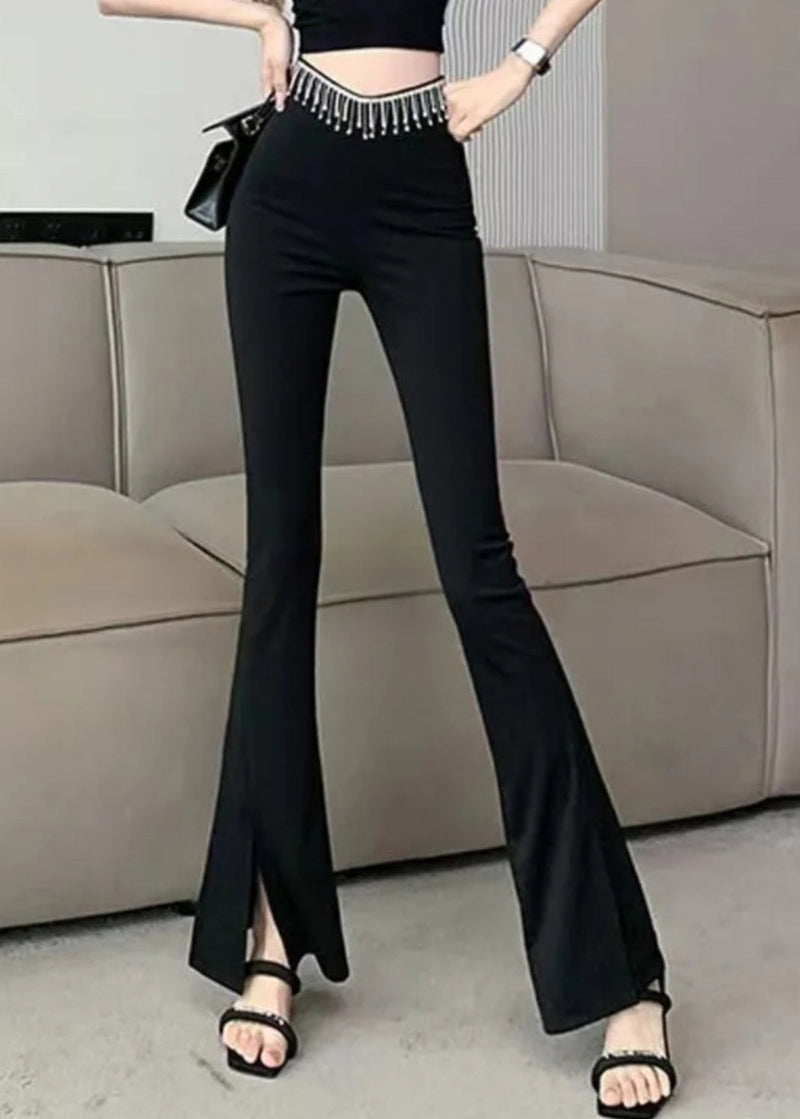 Black Tassel High Waist Flare Yoga Pants