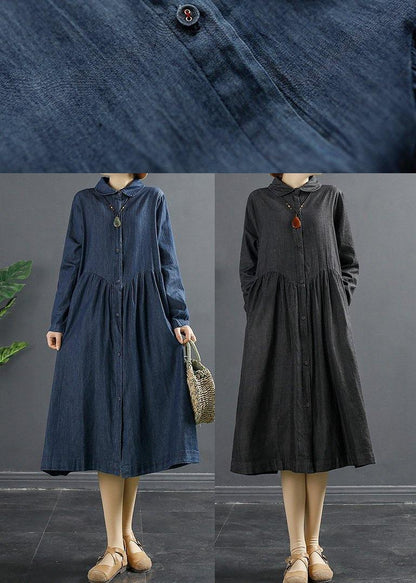 Black Tunics for Lapel Patchwork Dresses