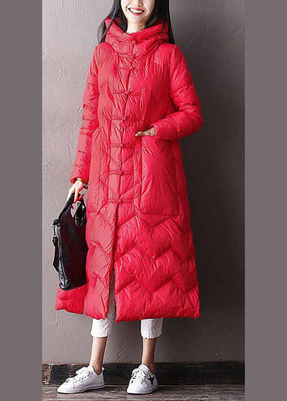 Black Hooded Pockets Oriental Duck Down Winter Warm Down Coat