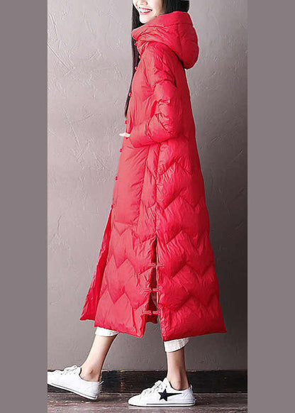 Black Hooded Pockets Oriental Duck Down Winter Warm Down Coat