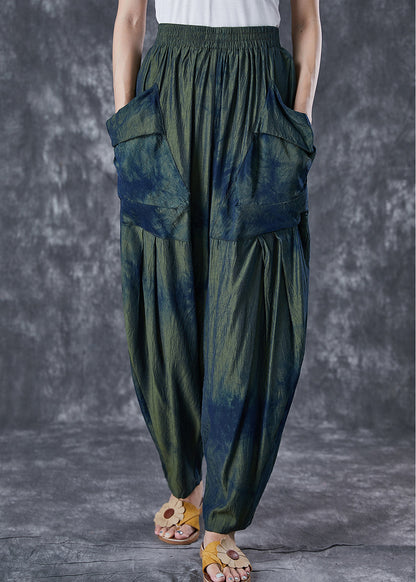 Blackish Green Oversized Tie Dye Pants Summer