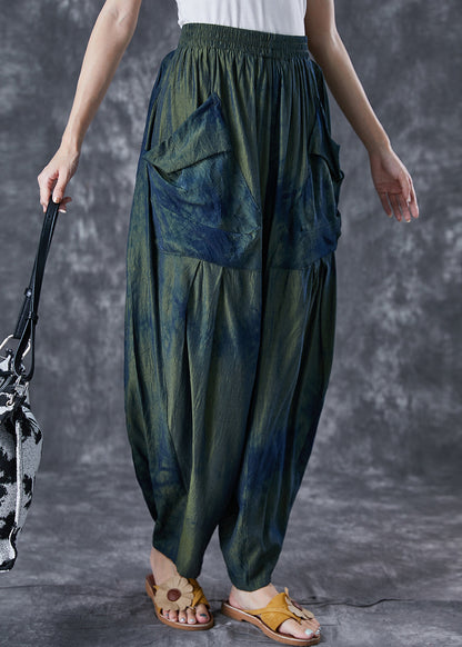 Blackish Green Oversized Tie Dye Pants Summer