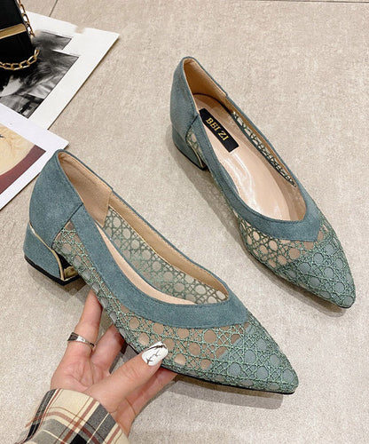 Blue Cowhide Leather Hollow Out Sandals