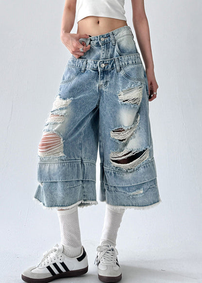 Blue Hole Original Design Denim Crop Pants Summer