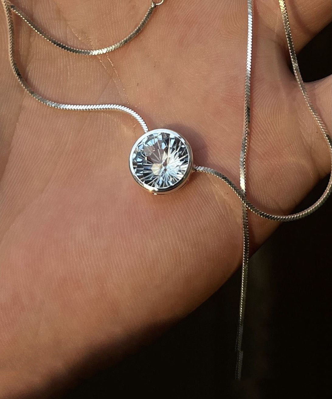 Blue Stainless Steel Gem Stone Pendant Necklace Gh1038