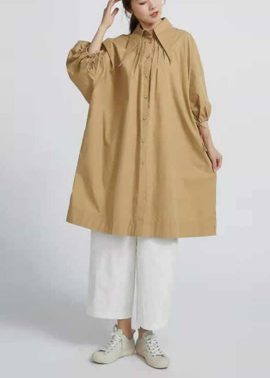 Butterfly Collar Cotton Shirt Dress for Loose Art Smock Dresses