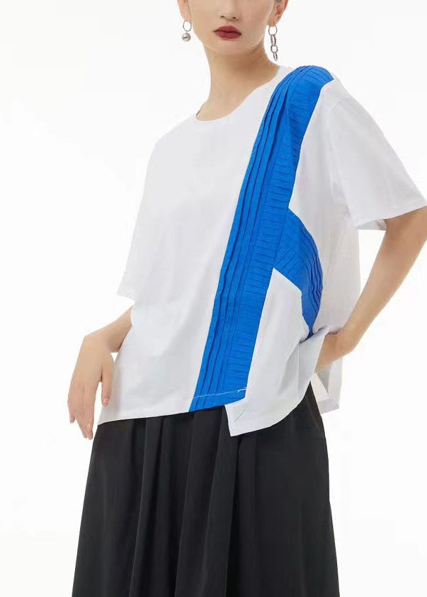 Colorblock Asymmetrical Patchwork Cotton Tanks Summer