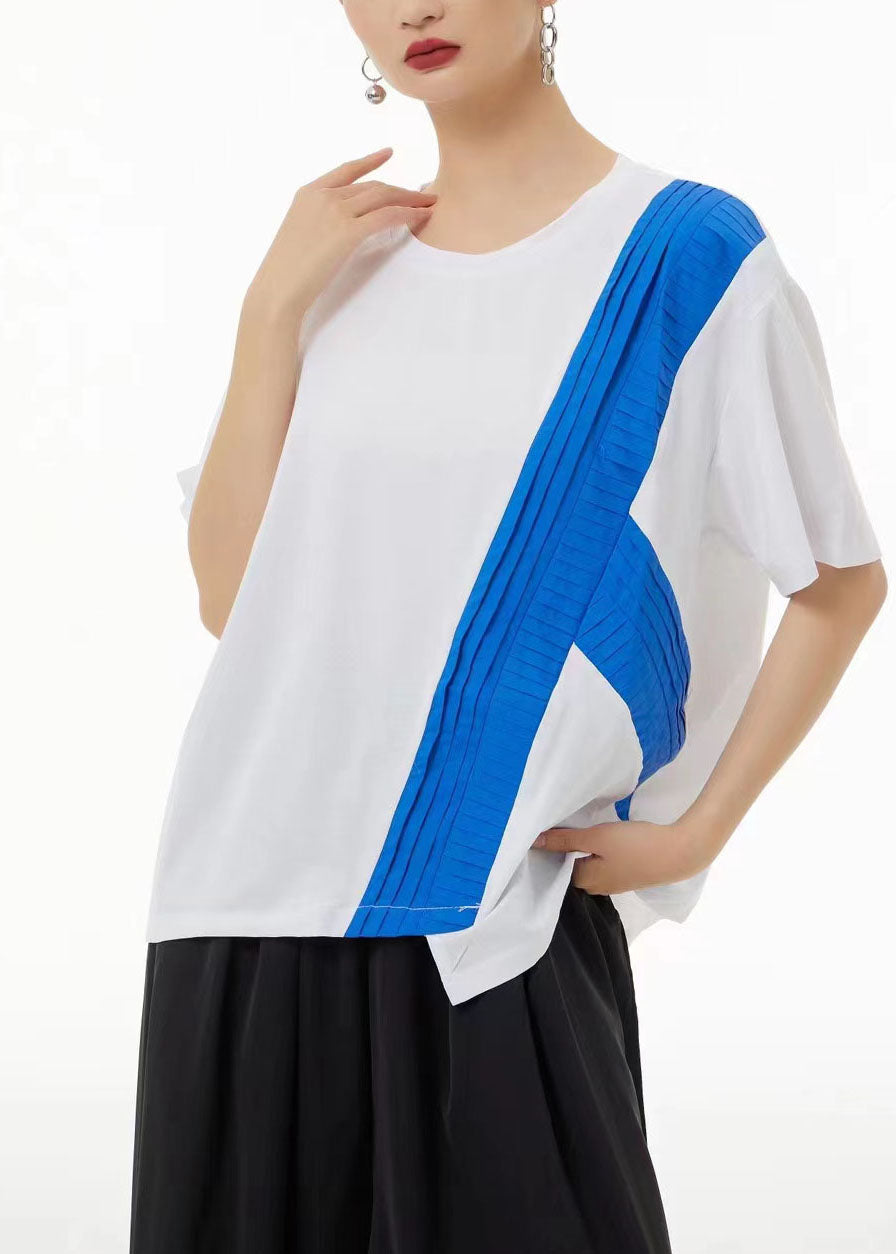Colorblock Asymmetrical Patchwork Cotton Tanks Summer