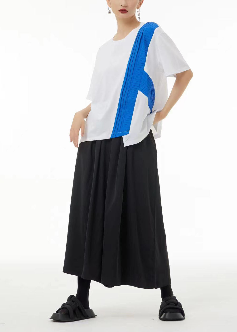 Colorblock Asymmetrical Patchwork Cotton Tanks Summer