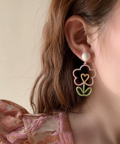 Colorblock Alloy Hoop Earrings Ly1796